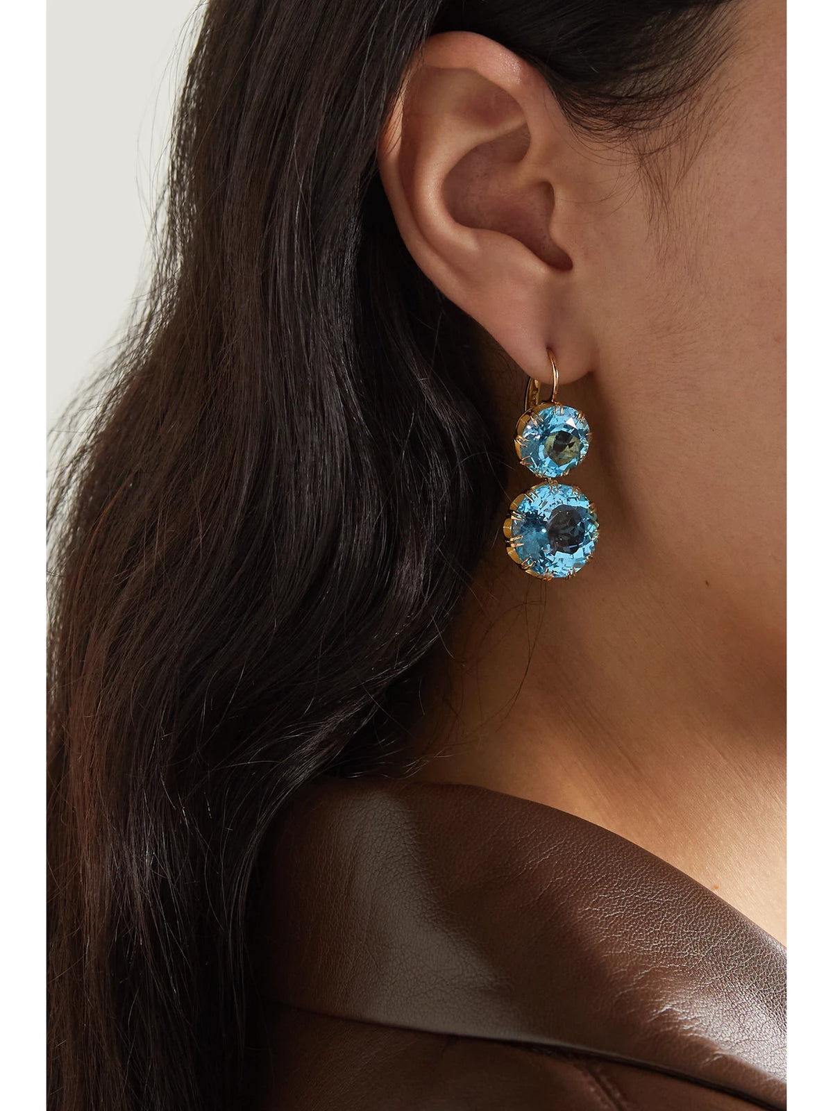 Image of Earrings. Product name - Crown 18-karat Gold Topaz Earrings in Multi colour by brand - Ileana Makri
