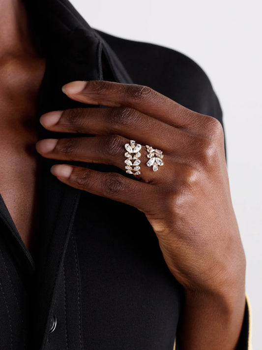 Image of Rings. Product name - Flora 18-karat Rose Gold, Diamond And Enamel Ring in Multi colour by brand - Kamyen