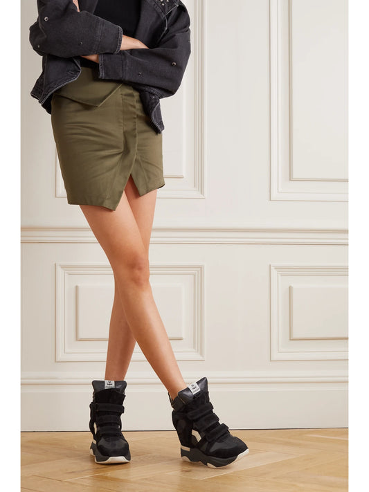 Balskee Leather And Suede High-top Wedge Sneakers