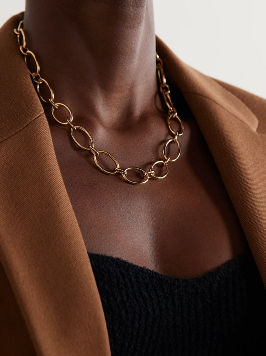 Image of Necklaces. Product name - Oval Link Chain 18-karat Gold Necklace in Multi colour by brand - FoundRae