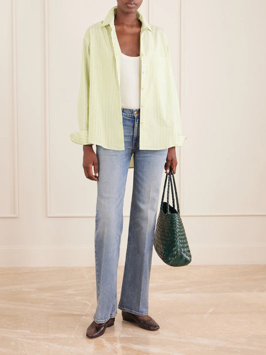 Image of Jeans. Product name - Wide-leg Mid-rise Jeans in Light denim colour by brand - Jamie Haller