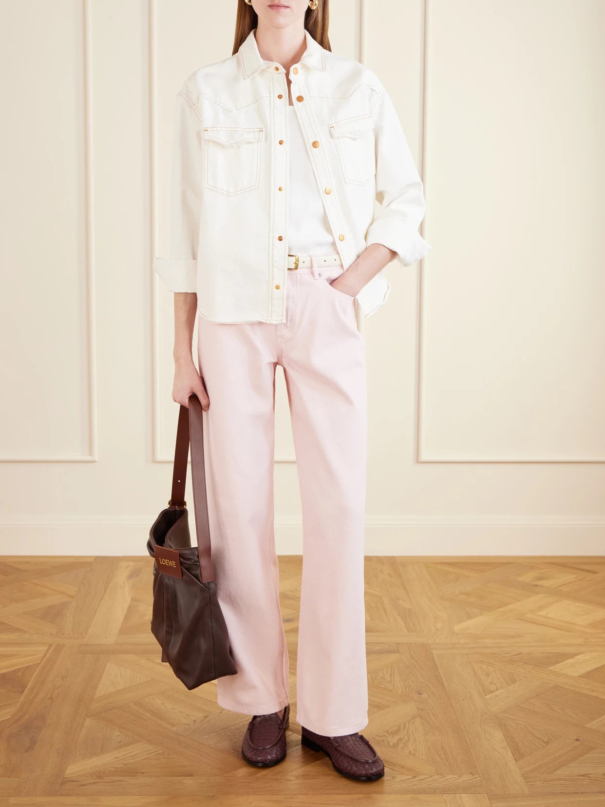 Image of Jeans. Product name - Everyday Straight-leg Jeans in Pink colour by brand - Still Here