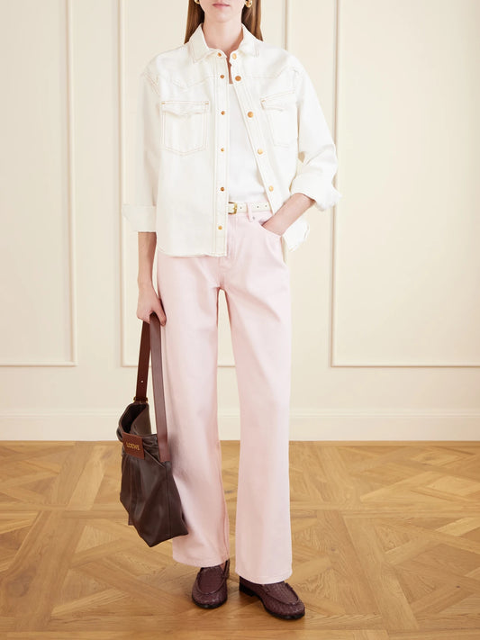 Image of Jeans. Product name - Everyday Straight-leg Jeans in Pink colour by brand - Still Here