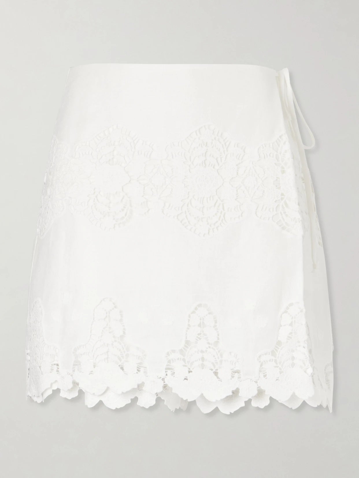 Embroidered Cotton And Linen-blend Skort