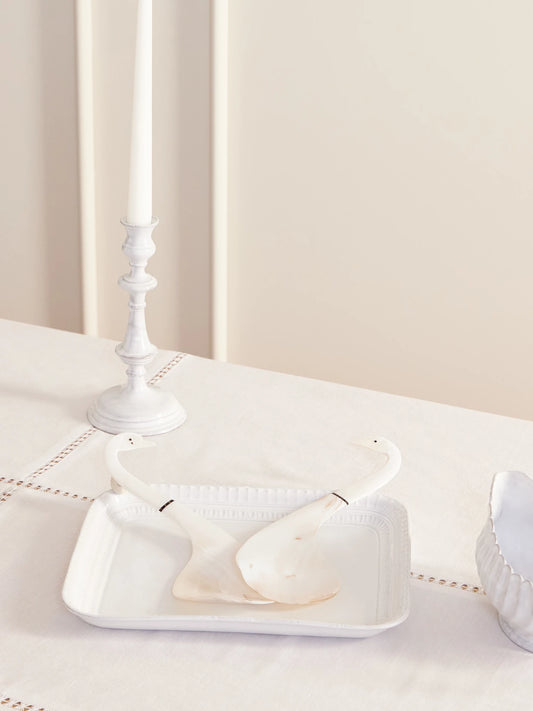 Image of Tableware. Product name - Swan Set-of-two Mother-of-pearl Serving Spoons in Ivory colour by brand - Gohar World