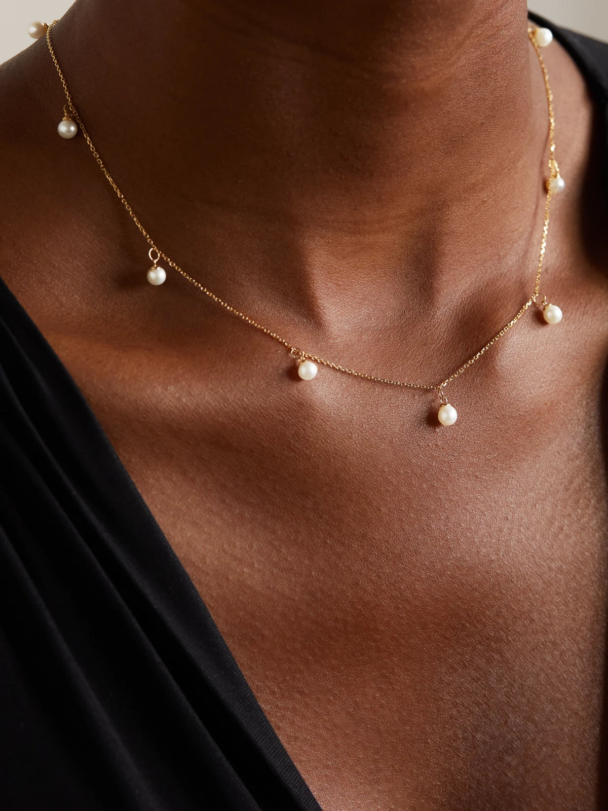 Image of Necklaces. Product name - 14-karat Gold Pearl Necklace in White colour by brand - Mateo