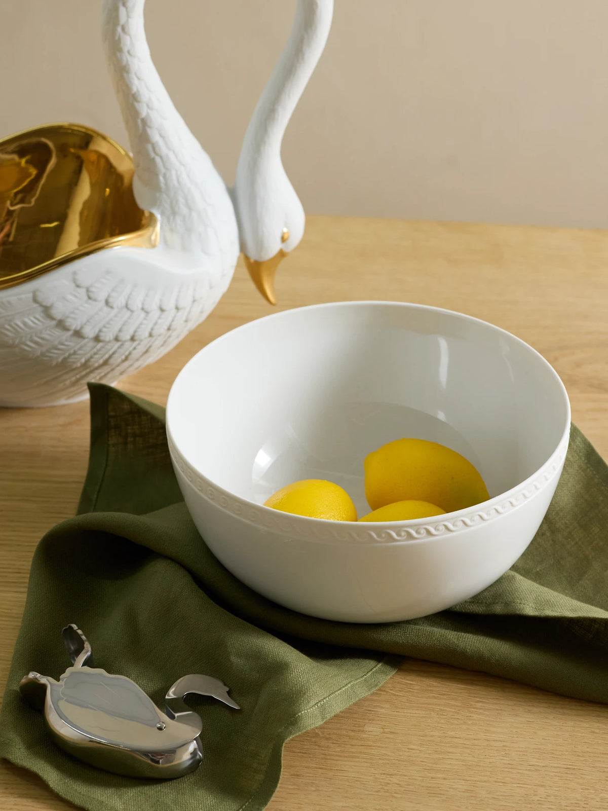 Image of Tableware. Product name - Neptune Large Porcelain Bowl in White colour by brand - L'Objet