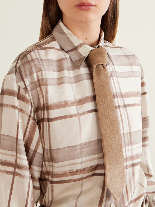 Image of Belts. Product name - Corduroy Tie in Camel colour by brand - Brunello Cucinelli