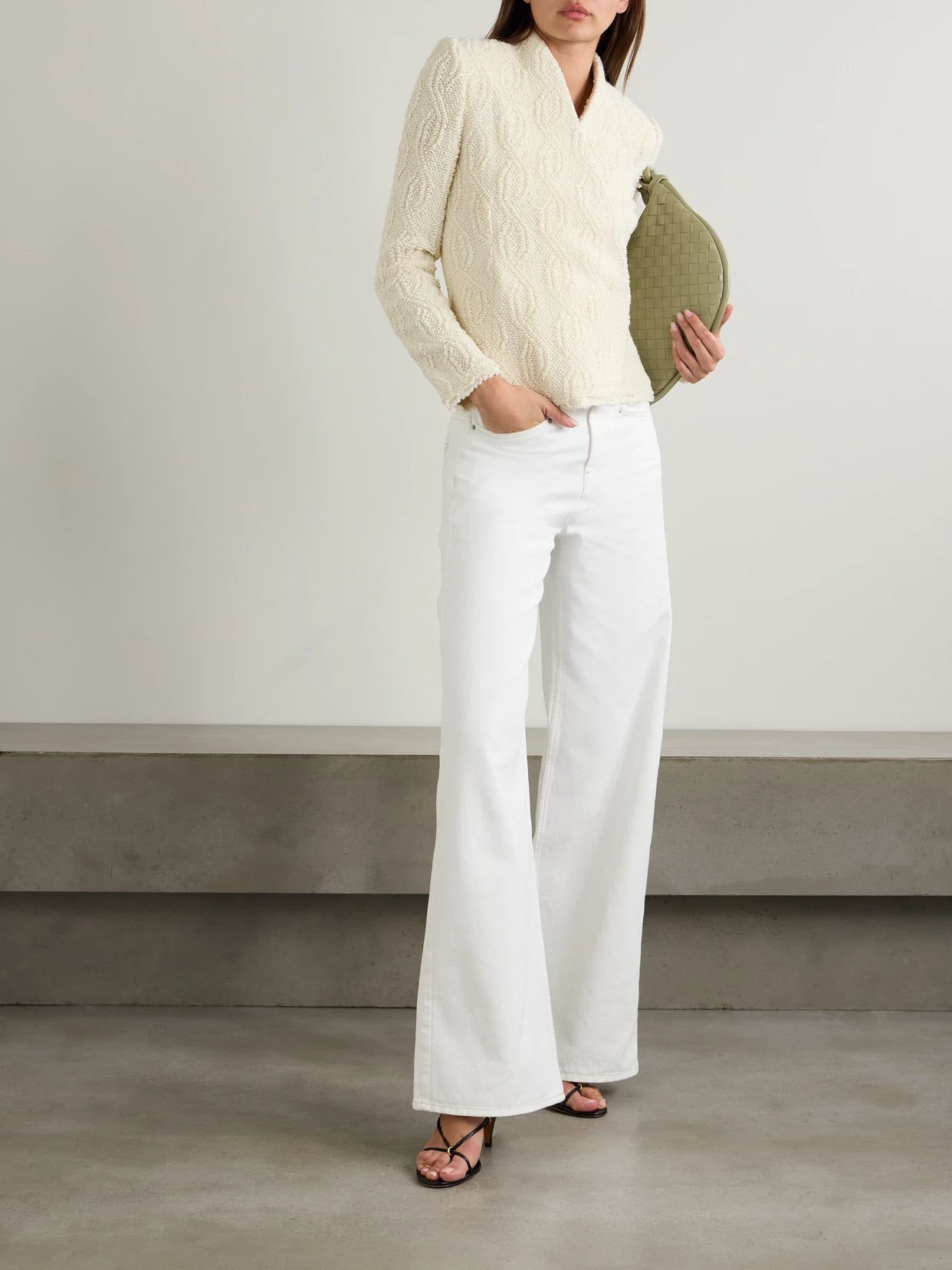 Image of Jeans. Product name - Lemony High-rise Wide-leg Jeans in White colour by brand - ISABEL MARANT