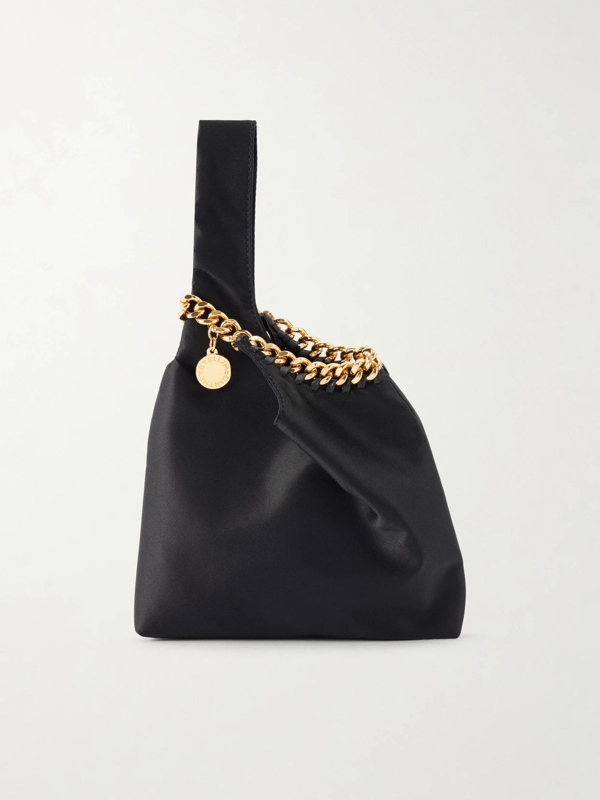 Farabella Logo-embellished Gold-tone And Satin Wristlet Tote
