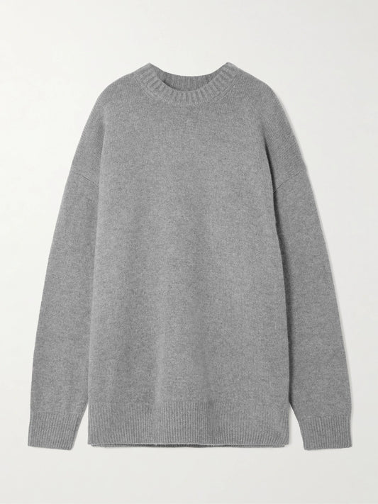 Image of Sleepwear & Loungewear. Product name - Oversized Cashmere Sweater in Dark Heather Gray colour by brand - SKIMS