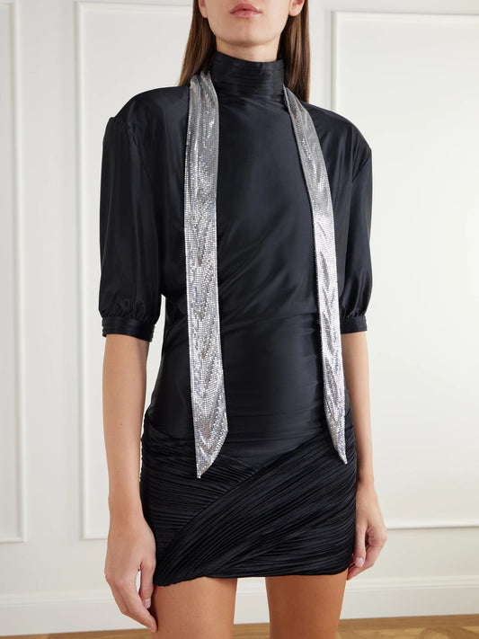Image of Scarves & Shawls. Product name - Silver-tone Mesh Scarf in Multi colour by brand - RABANNE