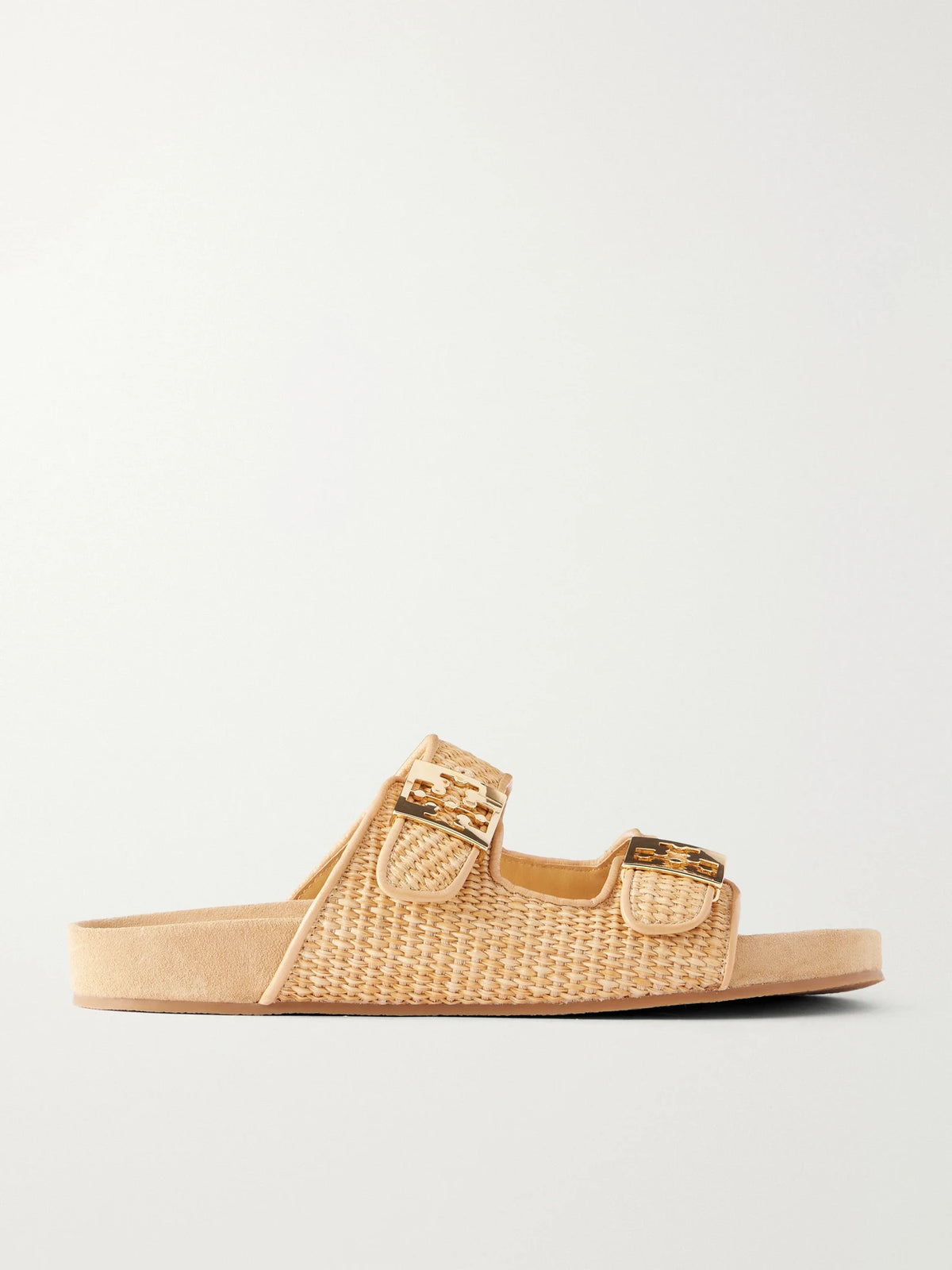 Mellow Logo-embellished Raffia And Leather Sandals
