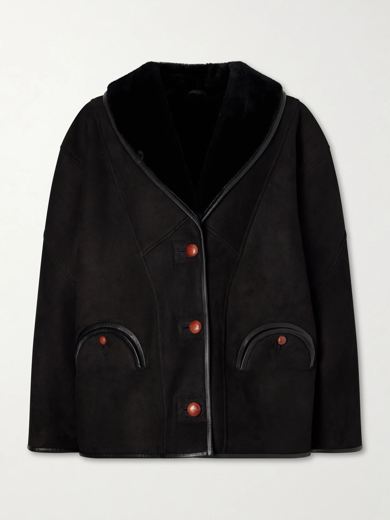 Image of Coats & Jackets. Product name - Tatoosh Shearling Coat in Black colour by brand - BLAZÉ Milano