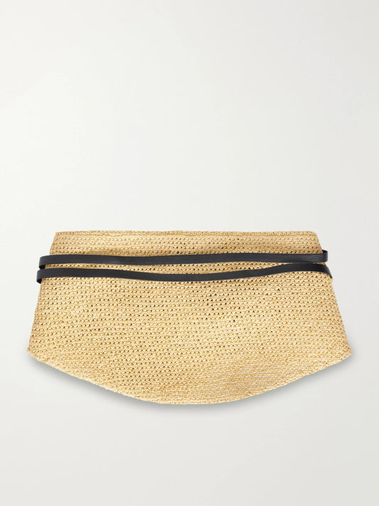 Déhanche Undone Leather-trimmed Raffia Belt