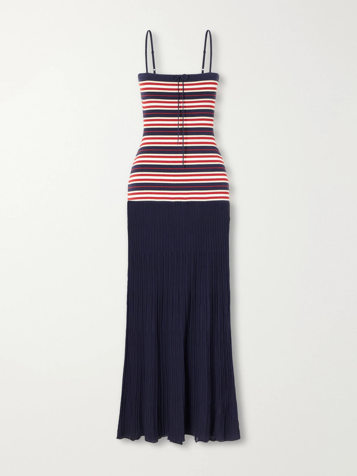 Faithfull Doris Bow-detailed Striped Cotton-blend Maxi Dress