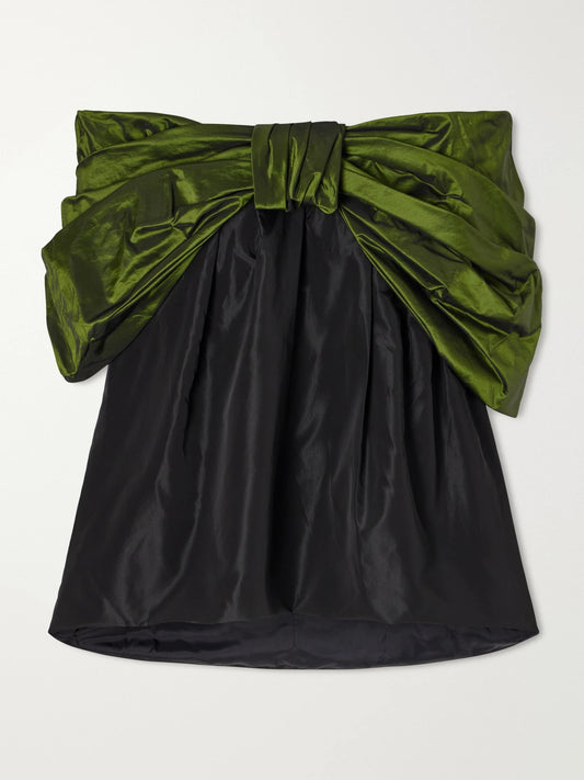 Simone Rocha Bow-detailed Gathered Taffeta Blouse
