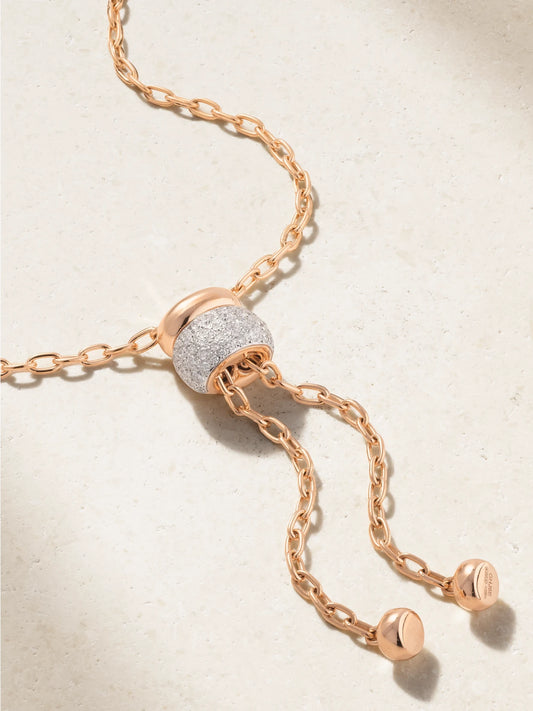 Iconica Rhodium-plated 18-karat Rose Gold Diamond Necklace