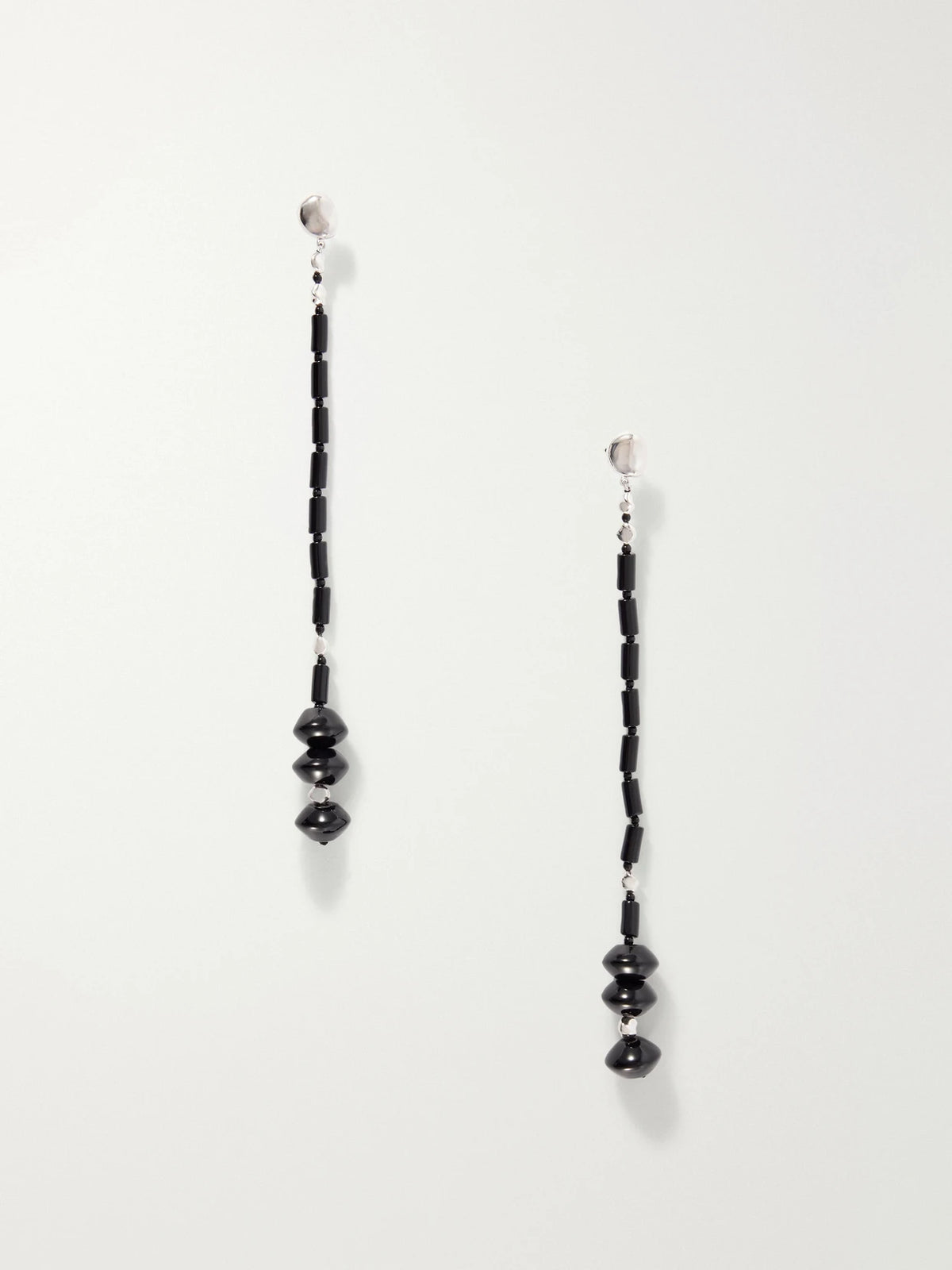AGMES Margot Silver-tone Onyx Earrings