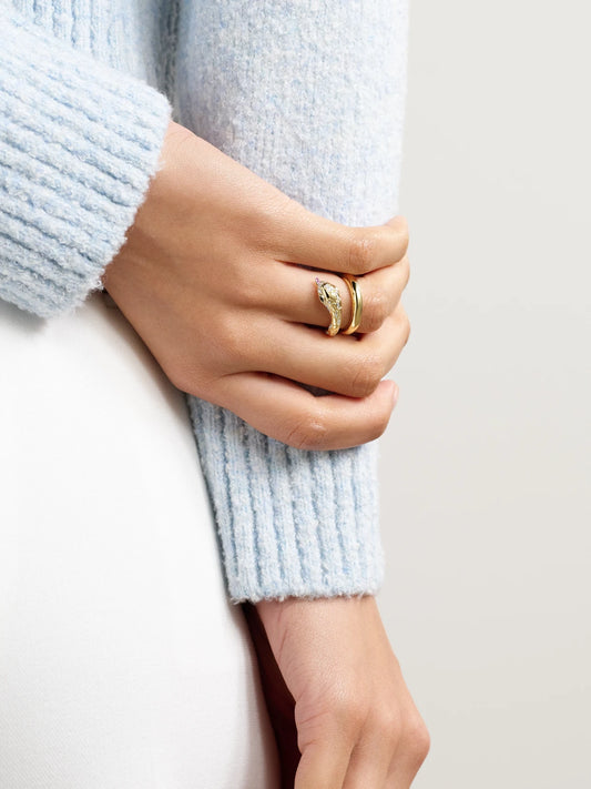 Image of Rings. Product name - Python 9-karat Gold Multi-stone Ring in Multi colour by brand - Yvonne Léon