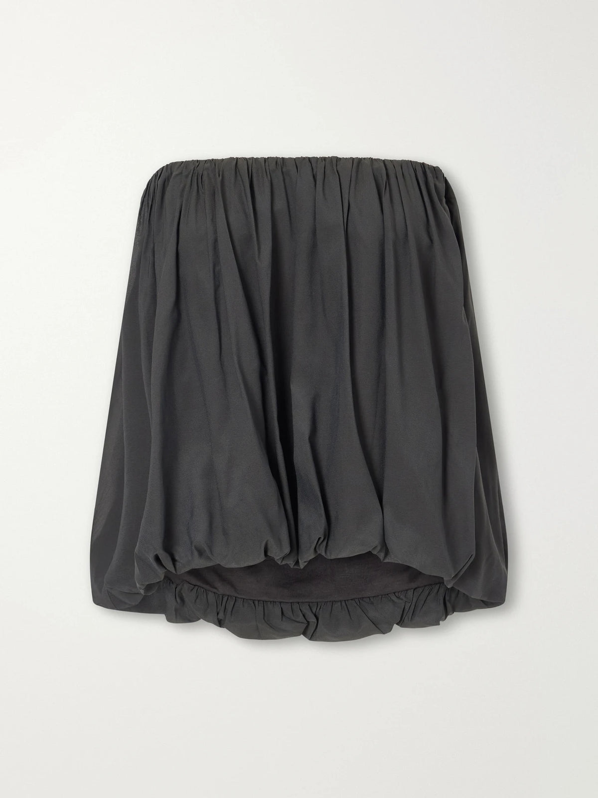 ST. AGNI Balloon Strapless Gathered Chiffon Top
