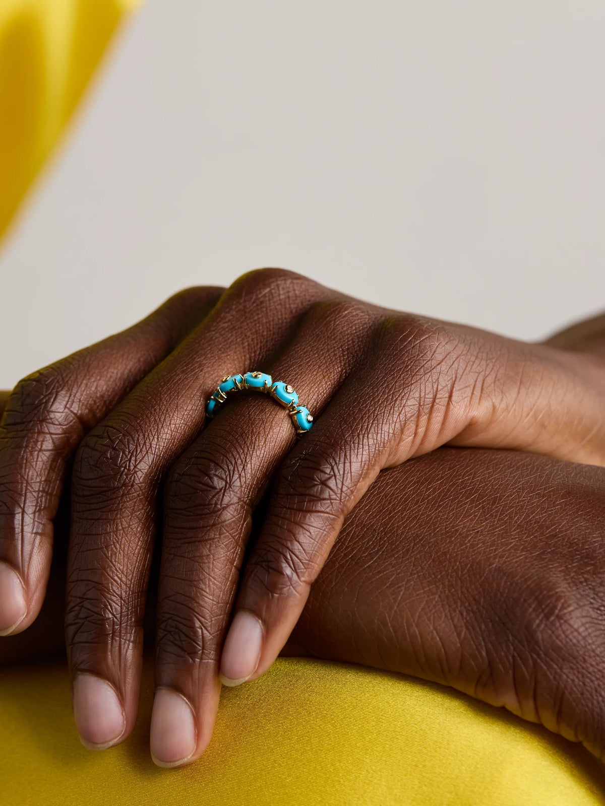 Image of Rings. Product name - Eternity 14-karat Gold, Turquoise And Diamond Ring in 6 1/2 colour by brand - Sydney Evan