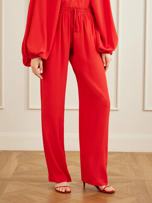 Tuileries Satin-trimmed Silk-tulle Straight-leg Pants