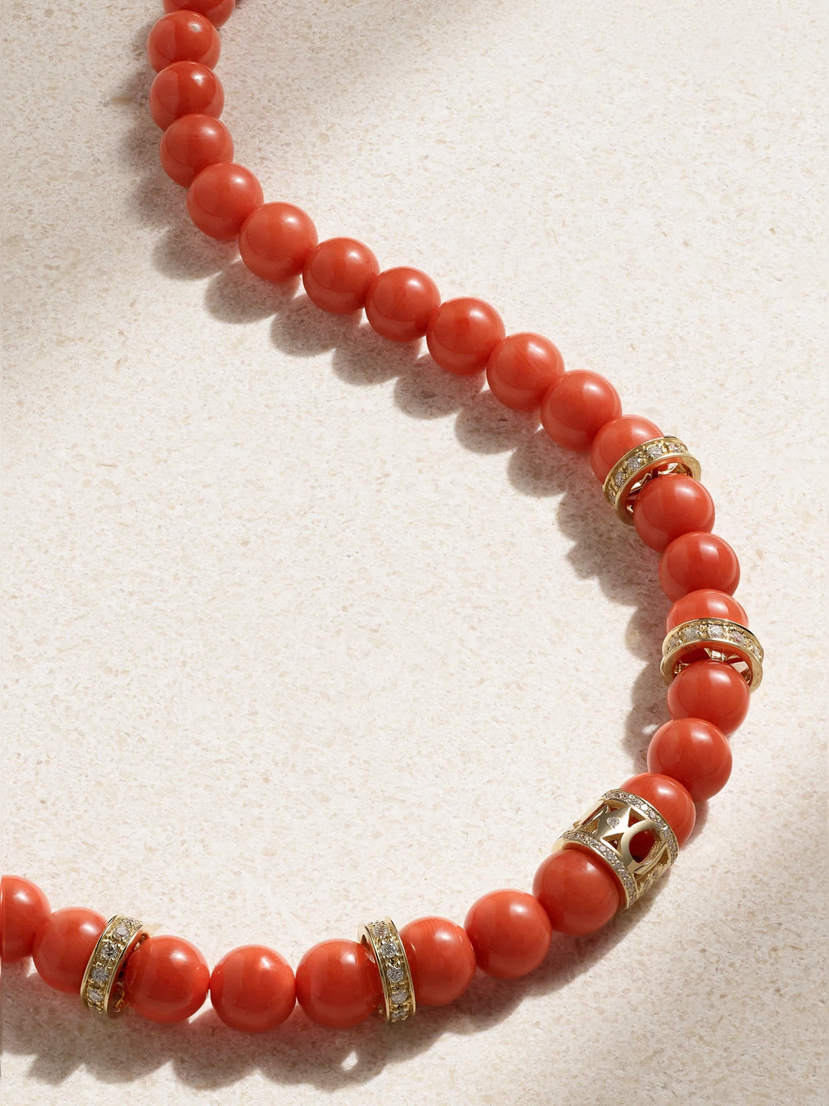 Multi Wheel 14-karat Gold, Coral And Diamond Necklace