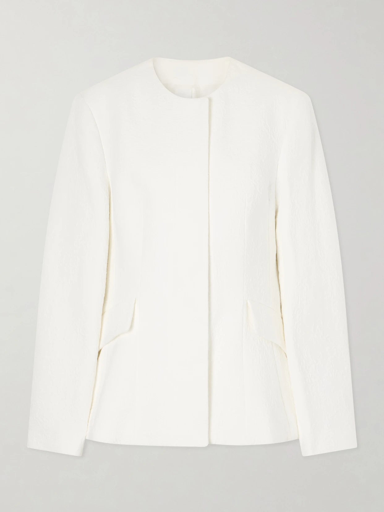 Image of Coats & Jackets. Product name - Cotton-jacquard Jacket in White colour by brand - TOTEME