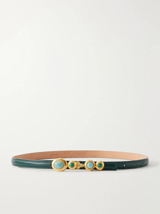 Sonia Petroff Earth Narrow Embellished Leather Belt