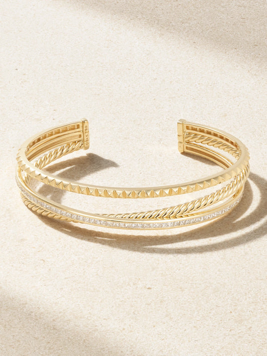 Crossover Trio 18-karat Gold Diamond Cuff