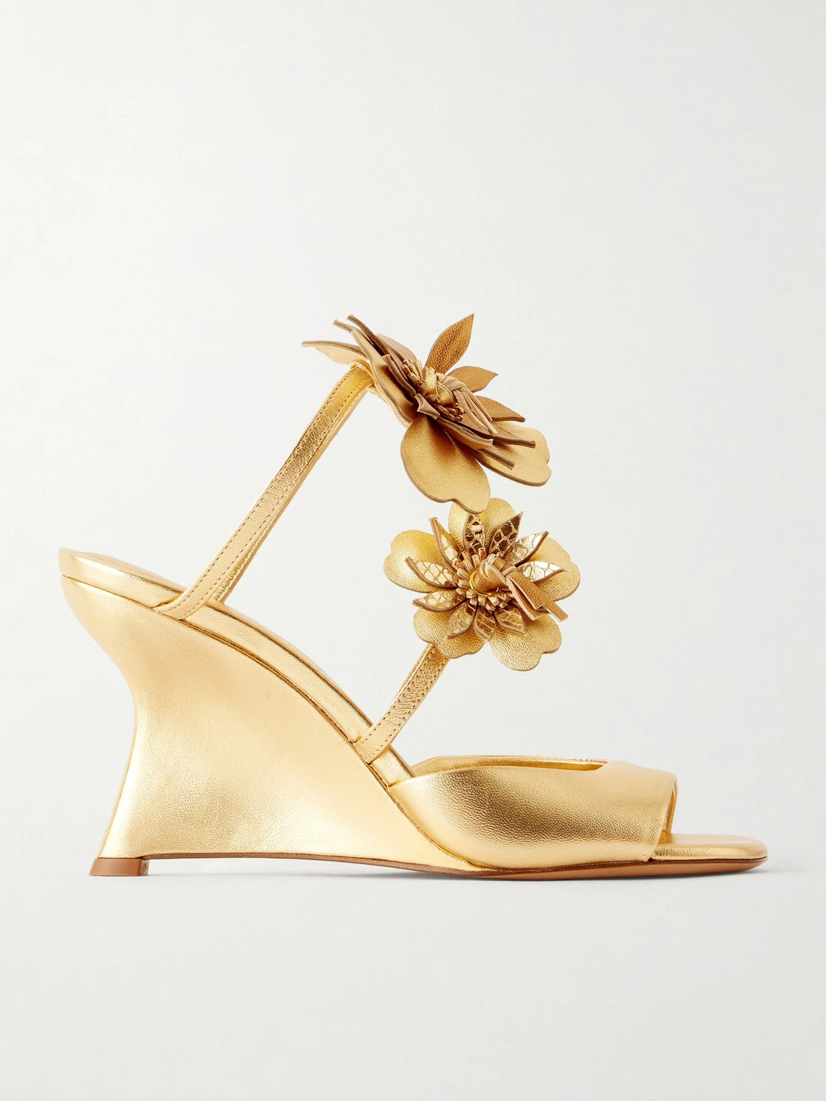 Zimmermann Belara 85 Embellished Metallic Leather Wedge Sandals