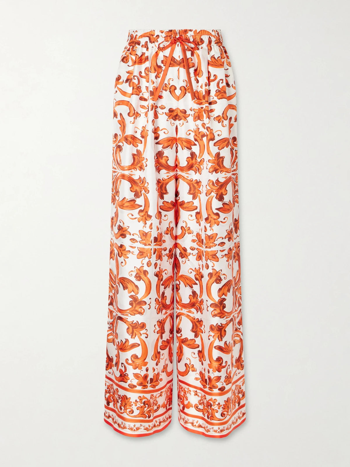 Dolce & Gabbana Printed Silk-twill Wide-leg Pants