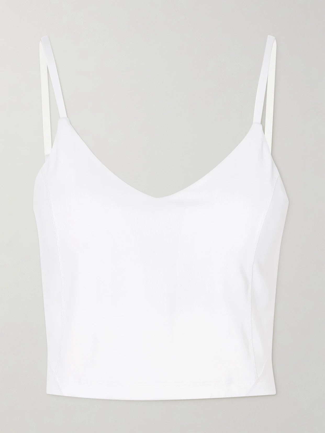Image of a model wearing Tops. Product name - Align Cropped Nulu Tank, C-d in White colour by brand - lululemon