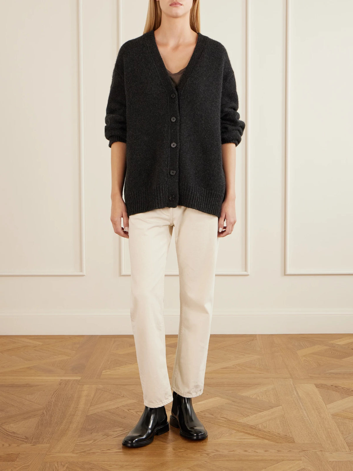 Image of Boots. Product name - Gable Leather Ankle Boot in Black colour by brand - The Row