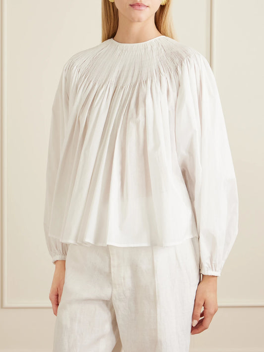 Ruched Cotton-poplin Blouse