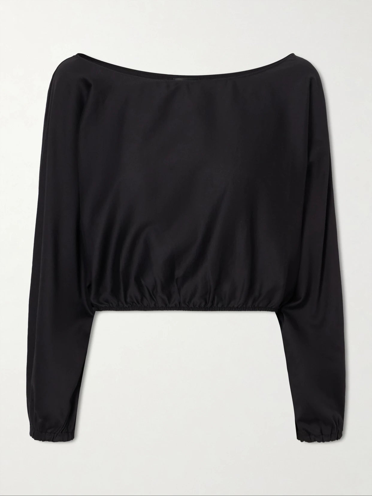 Yoko Cropped Gathered Cotton-poplin Top