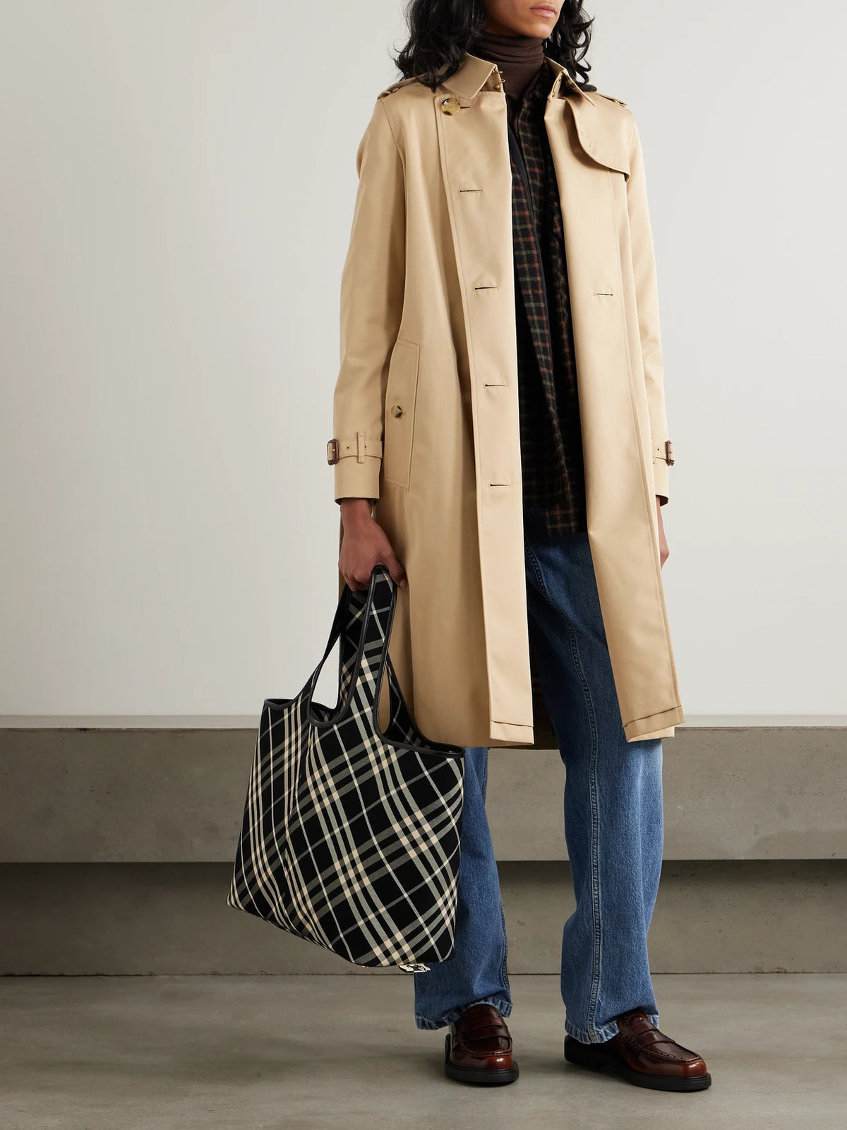 Image of Coats & Jackets. Product name - Kensington Long Organic Cotton-gabardine Trench Coat in Neutral colour by brand - Burberry