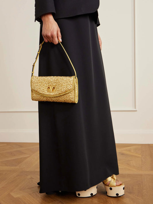 Devain Leather-trimmed Cloqué Shoulder Bag