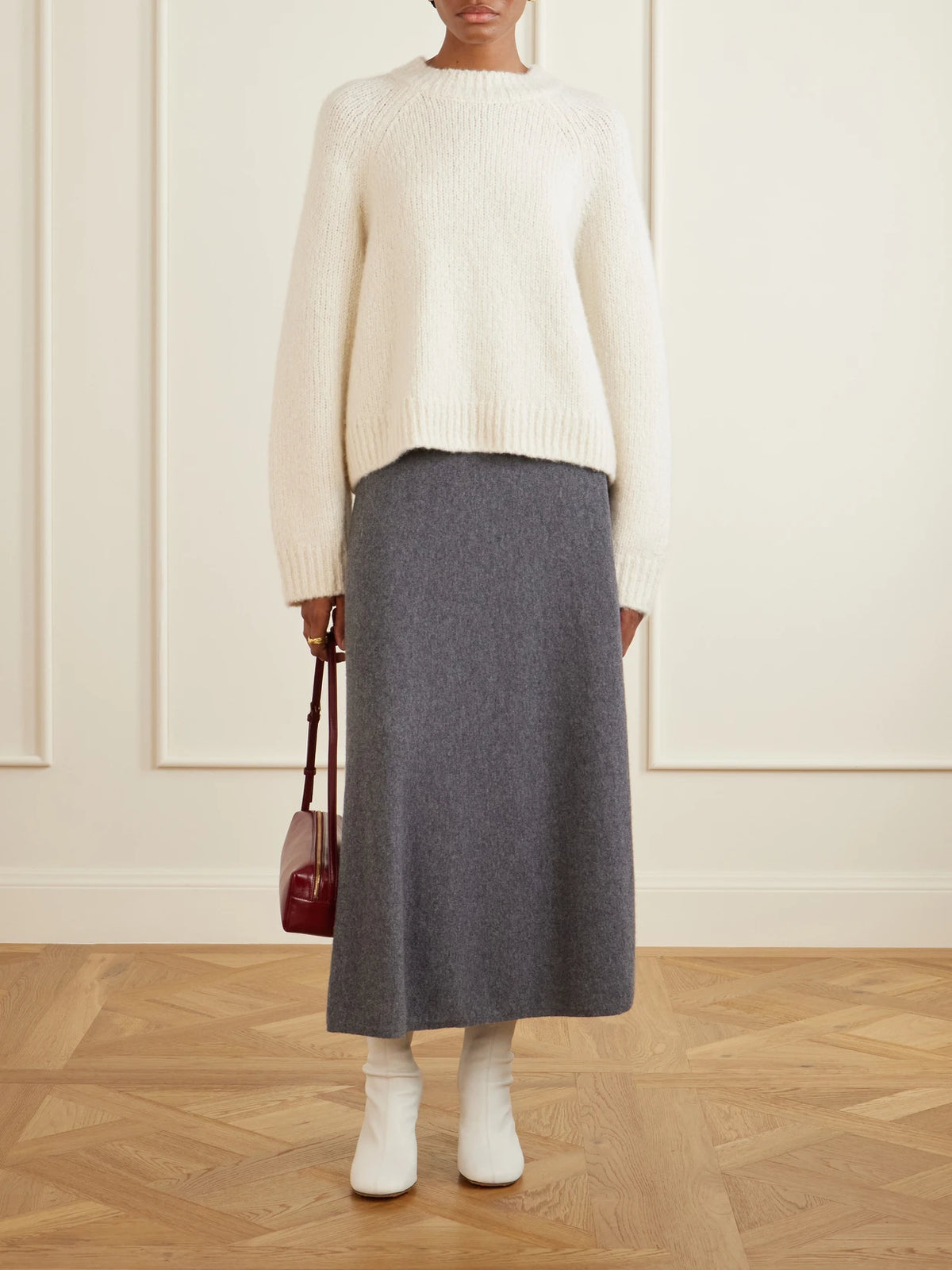 Image of Boots. Product name - Mica Leather Ankle Boots in White colour by brand - Le Monde Béryl