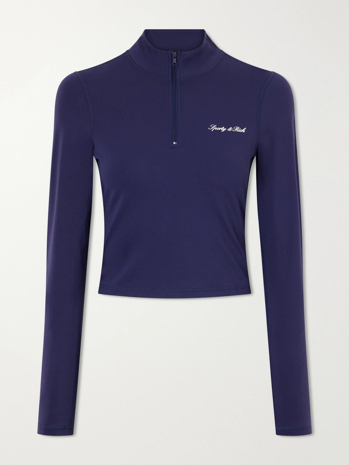 Sporty & Rich Logo-appliquéd Cropped Stretch-jersey Half-zip Jacket