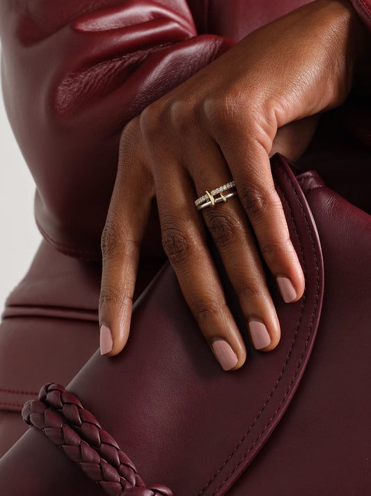 Image of Rings. Product name - Emi Set Of Two 18-karat Gold And Sterling Silver Diamond Rings in Multi colour by brand - Spinelli Kilcollin