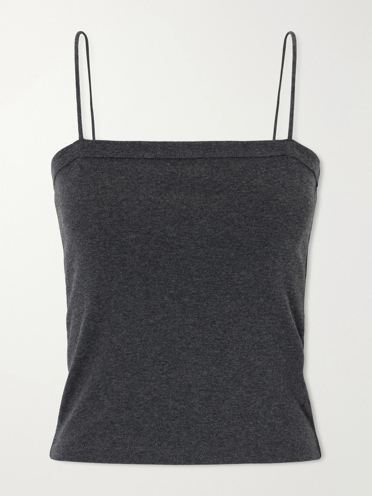Image of a model wearing Tops. Product name - Organic Cotton-jersey Tank in Gray colour by brand - ST. AGNI