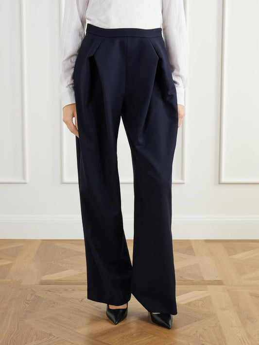 Jean Paul Gaultier Pleated Wool-drill Wide-leg Pants