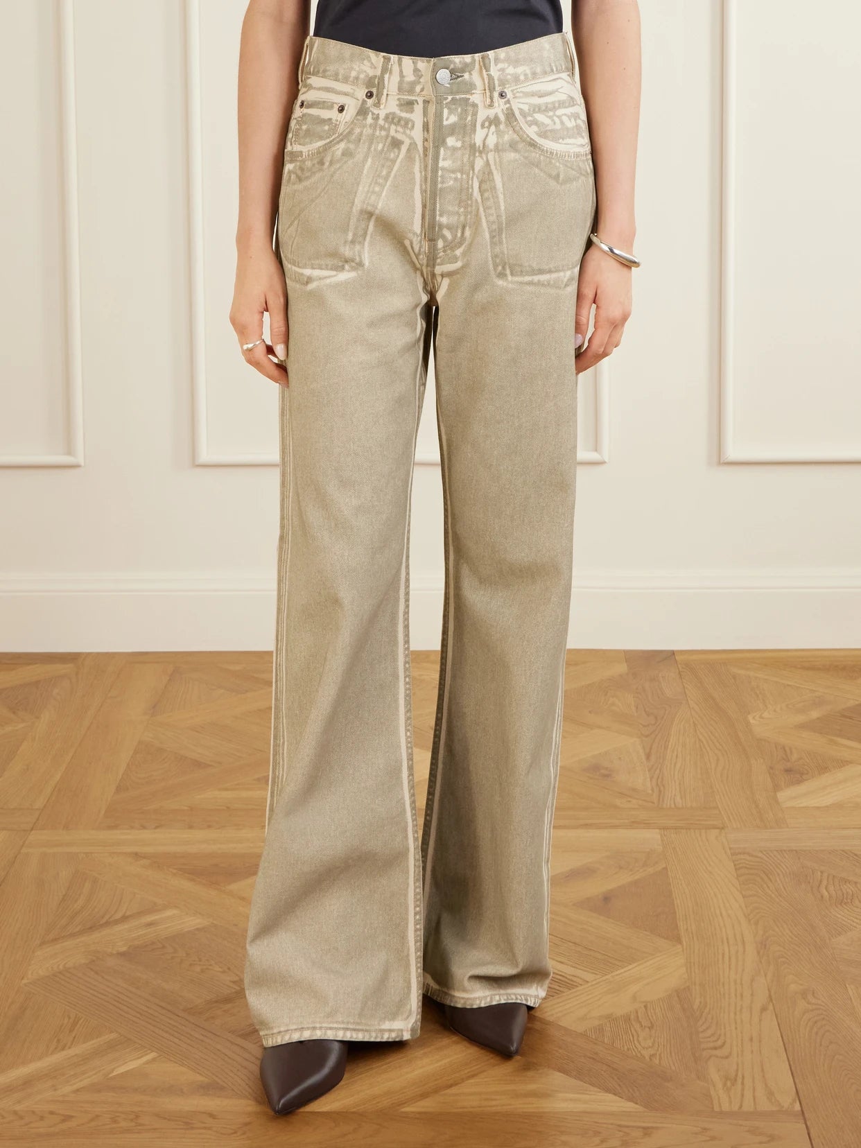 Printed Mid-rise Straight-leg Jeans