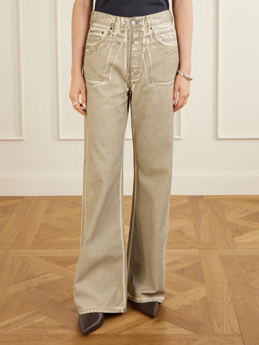 Printed Mid-rise Straight-leg Jeans