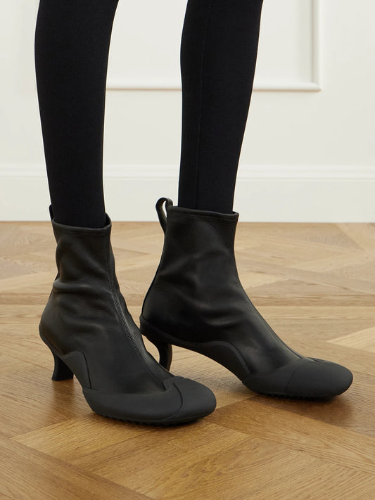 LOEWE Dive 45 Rubber-trimmed Leather Ankle Boots