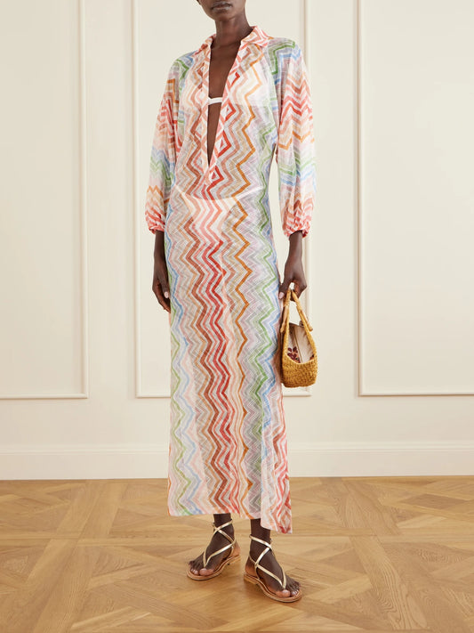 Striped Crochet-knit Coverups