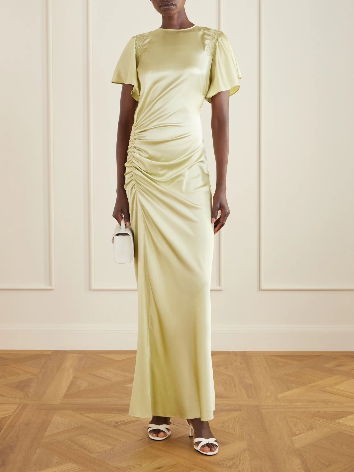Image of Dresses. Product name - Silk-blend Satin Gown in Light green colour by brand - Veronica Beard