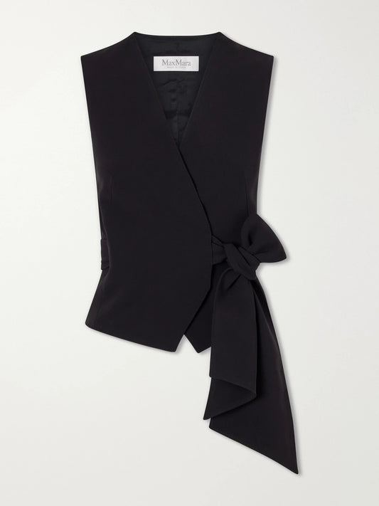 Image of Coats & Jackets. Product name - Cropped Cady Vest in Black colour by brand - Max Mara
